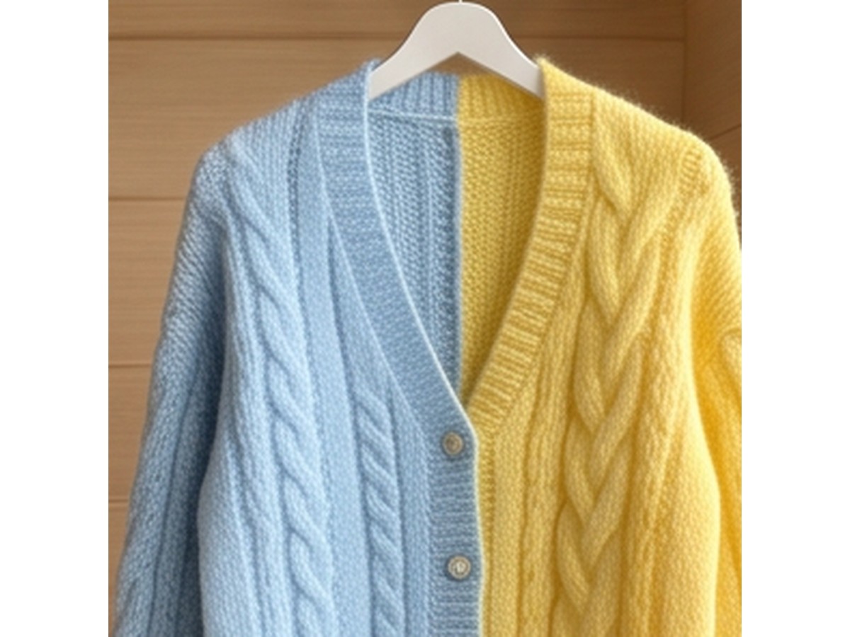 Blue-Yellow Split Cardigan